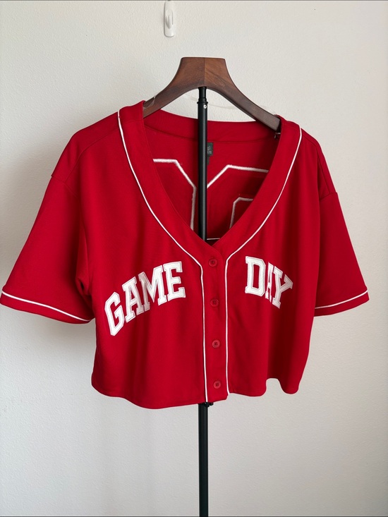 wild fable Tops - wild fable Red GAME DAY Cropped Baseball Jersey